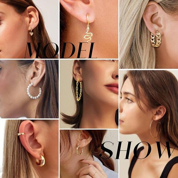 45 Pairs Gold Hoop Earrings for Women, Chunky Twisted Small Big Hoops Earring - Picture 6 of 6